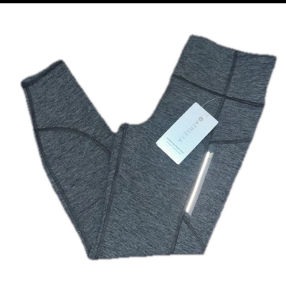 Athleta Rainier Heather Tight Grey Heather Legging Zip Up Pockets Reflective NWT - Picture 14 of 16